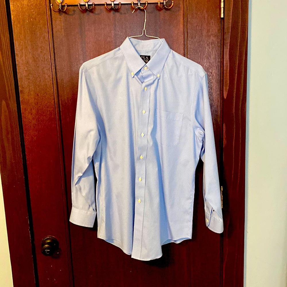 JoS. A Bank Traveler’s Collection blue/white checkered dress shirt